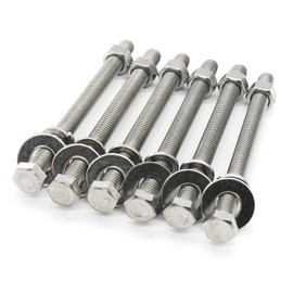 (4 Sets) 3/8-16x5 Stainless Steel Hex Head Screws Bolts, Nuts, Flat & Lock Washers, 18-8 (304) S/S, Fully Threaded by Bolt Fullerkreg