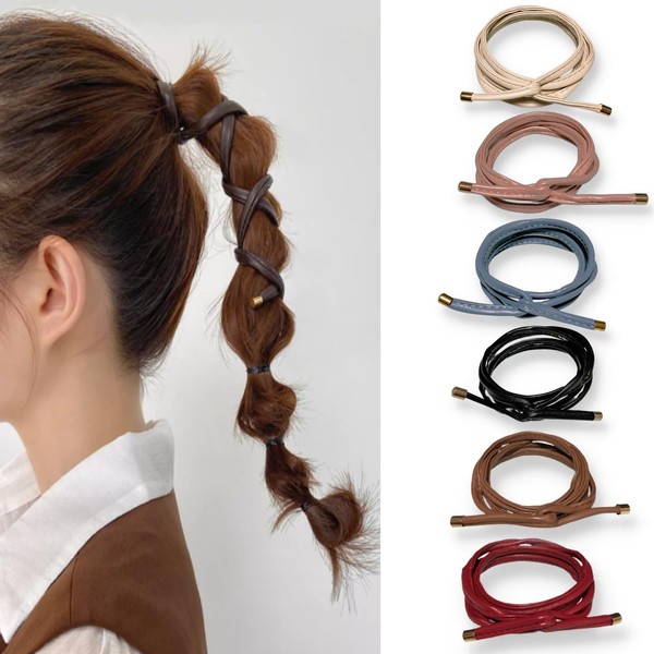 Irotoridori Wire Pony Hair Accessory Hair Access,Faux Leather (Brown)