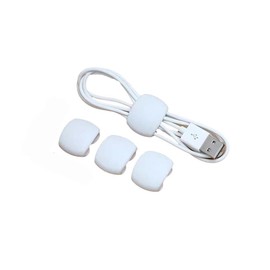 Organizador de cables de silicona reutilizables, 5 unidades, organizador de cables para auriculares y auriculares, para viajes de negocios (blanco)