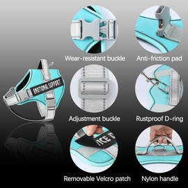 VOOPET Emotional Support Dog Harness, Professional Service Dog Vest for Small Medium Large Dogs, Reflective Breathable Adjustable No Pull/Choke ESA Essential Harness