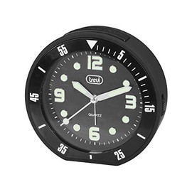 Trevi SL 3091 R Orologio al Quarzo con Sveglia e Grande Quadrante con Numeri in Rilievo, Tasto Snooze/Light, Suoneria Elettronica, Movimento Silenzioso Sweep, Nero