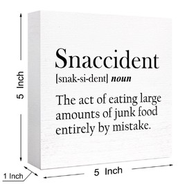 Kitchen Wood Sign Decor,Rustic Kitchen Wood Block Signs for Kitchen Shelf Counter Table Decor,Funny Kitchen Sign Farmhouse Kitchen Sign Counter Decoration (Snaccident Definition)