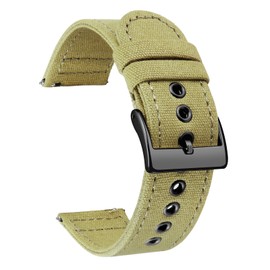BINLUN Canvas Watch Strap Quick Release Sail Cloth Watch Band 18mm 20mm 22mm 24mm Cotton Fabric Sport Watch Straps Replacement Smartwatch Bands for Men and Women with Silver/Black Buckle
