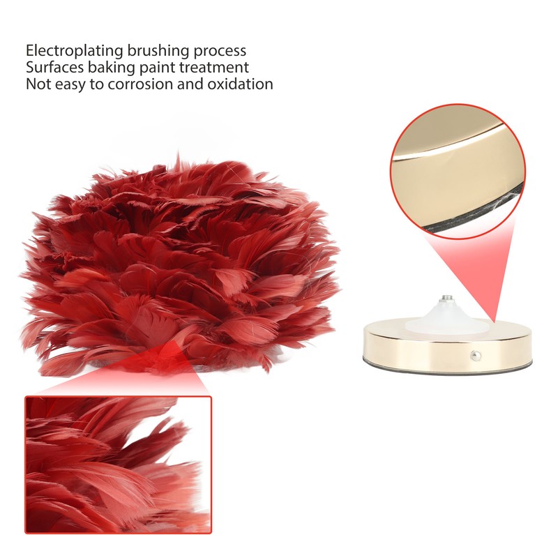 Feather Table Lamp Stepless Dimming USB Charging Touch Control LED