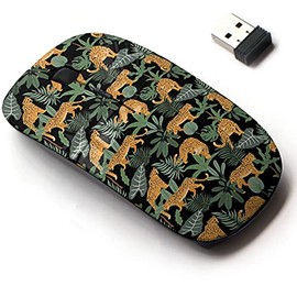 2.4G Wireless Mouse with Cute Pattern Design for All Laptops and Desktops with Nano Receiver - Safari Leopard palmleaf