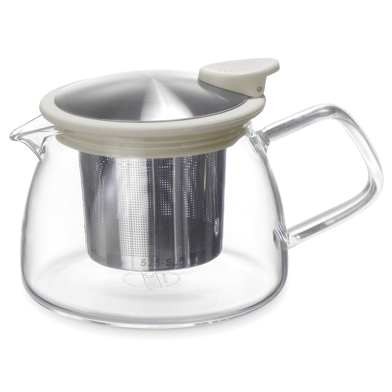 Forlife Bell Glass Teapot with Basket Infuser, 14-Ounce/430ml, White