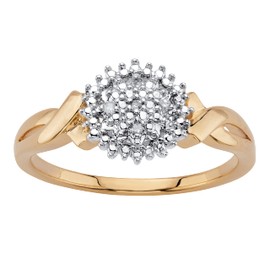 PalmBeach Yellow Gold-plated Genuine Diamond Accent Cluster Ring Sizes 6-10 Size 7