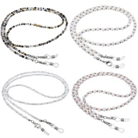 Ouligay Pack of 4 Glasses Chain, Women's Beads, Glasses Strap, Thin Glasses Chains for Women, Non-Slip Beads, Glasses Chain, Colourful Glasses Chain, Glasses Accessories, Eyeglass Chain for Glasses