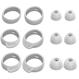 JNSA 12 PCS Large Size Wingtips and Ear Tips Compatible with Galaxy Buds/Galaxy Buds+,3 Pairs Silicone Cover Ear tip and 3 Pairs Wing tips Wing Tip,S/M/L 3 Size, Silver WT