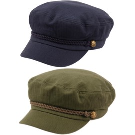 Funky Junque 2 Pack: Cotton Greek Fisherman Hat Bundle - Navy & Olive Green