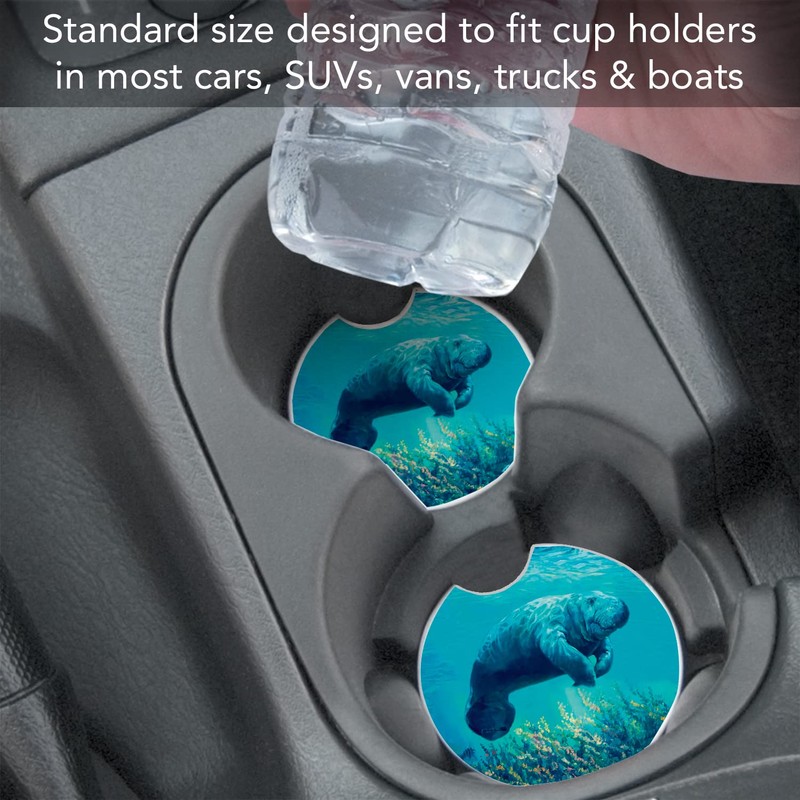 Thirstystone Manatee Single Absorbent Stone Car Coaster 2.6” Diameter Manufactured