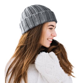 TINKUY Peru Alpaca Wool Men's & Women's Warm Soft - Cuffed Slouchy - Beanie Hat, Grey Dark