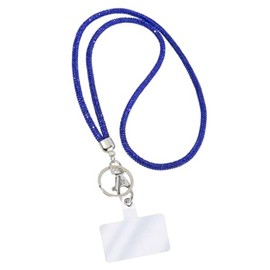 Fashion 31.5" Sparkle Royal Blue Crystal Neck Lanyard,Exclusive Bling ID Badge Holder,Rhinestone Work Name Card Holder for Women,Bonus 1 Cellphone Safety Tab,Won't Get Hair Caught(1PC) (Royal Blue)