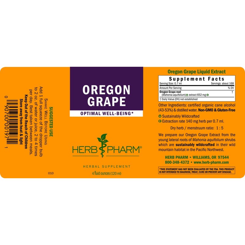 Herb Pharm Oregon Grape Root Liquid Extract - 4 Ounce
