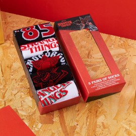 Stranger Things Mens Socks Pack of 5 Crew Socks for Men Teenagers Breathable Work Sports Casual Size 6-10 Gifts for Him