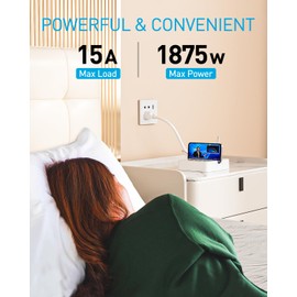 Syantek Remote Control Power Strip with 3 RF Controlled Outlets Surge Protector Power Strip with 3 USB Ports, Phone Holder, 15A/1875W 4ft Cord Remote Control Outlet Plug for Home Office