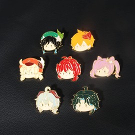Genshin Impact Hutao Brooch Pin - Hutao Characters Cosplay Enamel Brooch Lapel Pin - Gift for Fans, Women and Girls (7pcs)