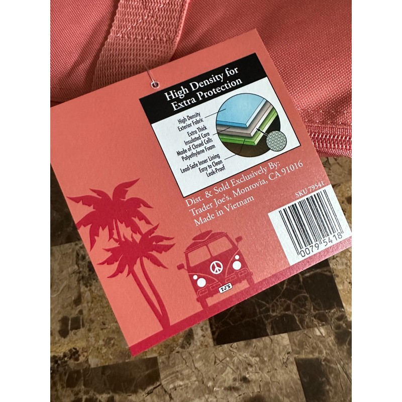 Trader Joe's Large Insulated Reusable Tote Bag 8 Gallon Peach