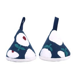 Shiwaki One Pair of 4.3 Inch Triangle Cute Cotton Oven Gloves for Pot Lid Gloves, Anti-scalding Cooking Pot Handle Oven Gloves - Blue