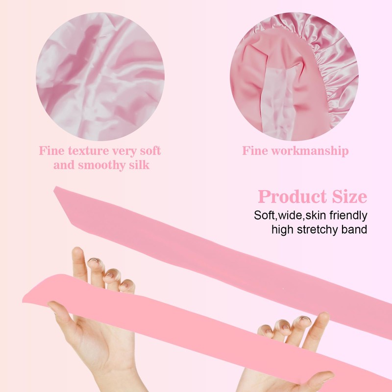 Long Satin Bonnet for Women, pink