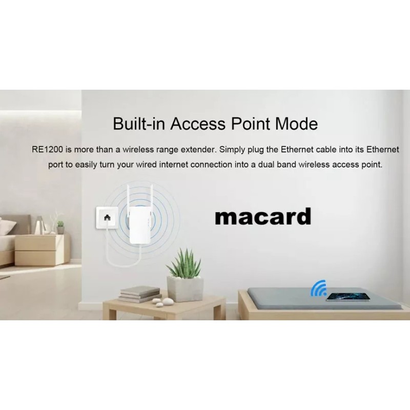 MACARD RE1200 Dual Band Wi-Fi Extender with 1Gbps Ethernet port