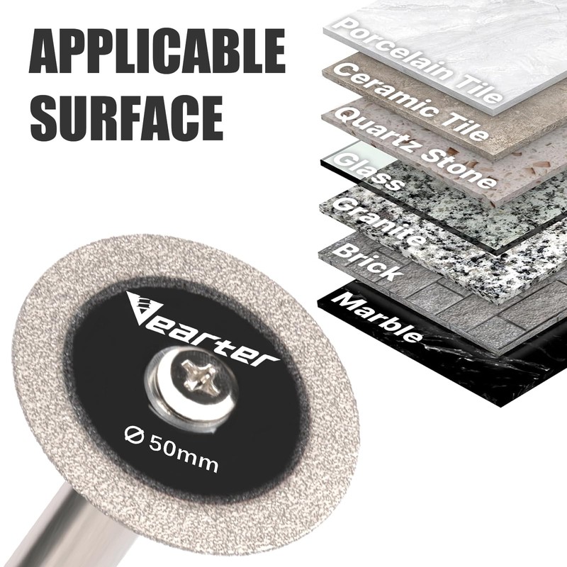 Vearter Glass Cutting Disc 5PCS, 2'' Double-Sided Diamond Cutting Wheel