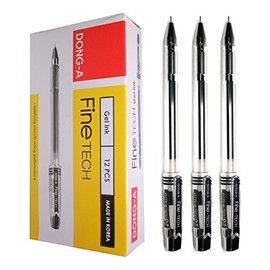 X12 Dong-a Fine Tech 0.5 Mm Gel Ink Rollerball Pen - Black - Pack of 12 Pens