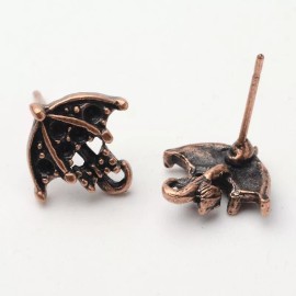 The Slippery Pearl 4 Umbrella Stud Earring Blanks Rhinestone Setting Findings Antiqued Copper