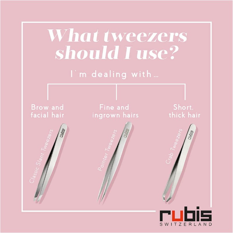 Rubis Classic Stainless Steel Slanted Tweezers for Precise Eyebrows and
