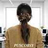 PUSCOBSY Satin Haargummi für Damen, Stoff Leopardenmuster Haargummis Scrunchie Ohne