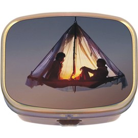 Hanging Tent Relaxing Brass Rectangle Pill Box