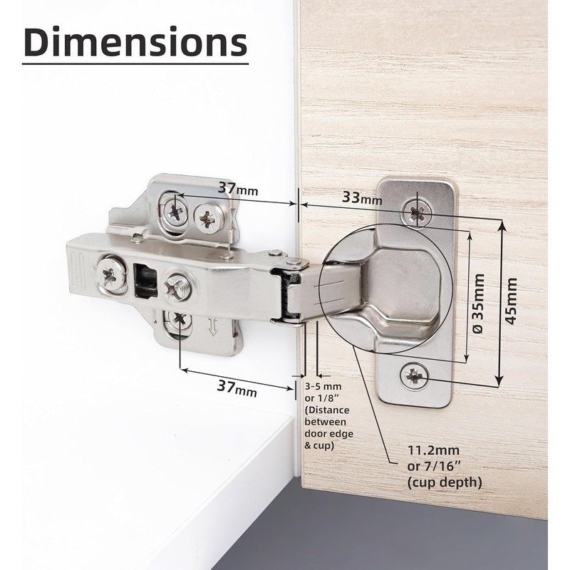 DecoBasics Full Overlay European Soft Close Cabinet Hinges for Kitchen