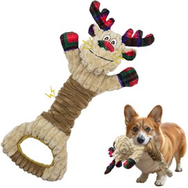 Christmas Squeaky Dog Toys- Plush Tug of War Dog Toy for Large Breed- Interactive Dog Toys with Crinkle Paper for Small and Large Pets- Training and Reduce Boredom