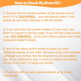 316443601 Oven Door Handle Replacement Oven Handle Replacement Compatible with Frigidaire Kenmore Electrolux Electric Range Oven Wall Oven AP3906094 PS1147400 Include 2 Screws 316433300