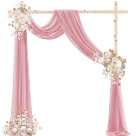 DeZerlor Wedding Arch Draping Fabric 29" x 20 FT Drapes for Backdrop Sheer Curtains for Romantic Bridal Baby Shower Decorations Ceremony Birthday Party Spring Outdoor Events, Dusty Rose