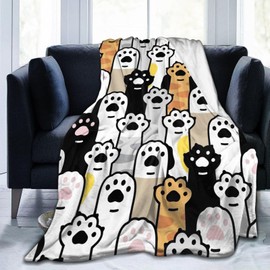 Linda manta de pata de gato y patas suaves, manta de franela acogedora, ligera, regalos de felpa para niños, niñas, mujeres, hombres, sofá, recámara, sala de estar, cálida para todas las estaciones,