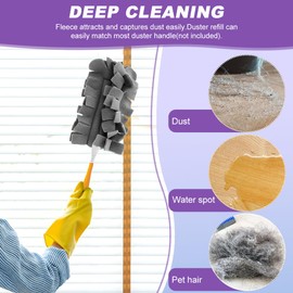 14Pcs Duster Refill Fleece Refills for Swiffer,Reusable Duster Pads Compatible with Swiffer,Dry/Wet Dual Use Clean Heads,for Cleaning Ceiling Fan Blinds Window Sofa and Flooring