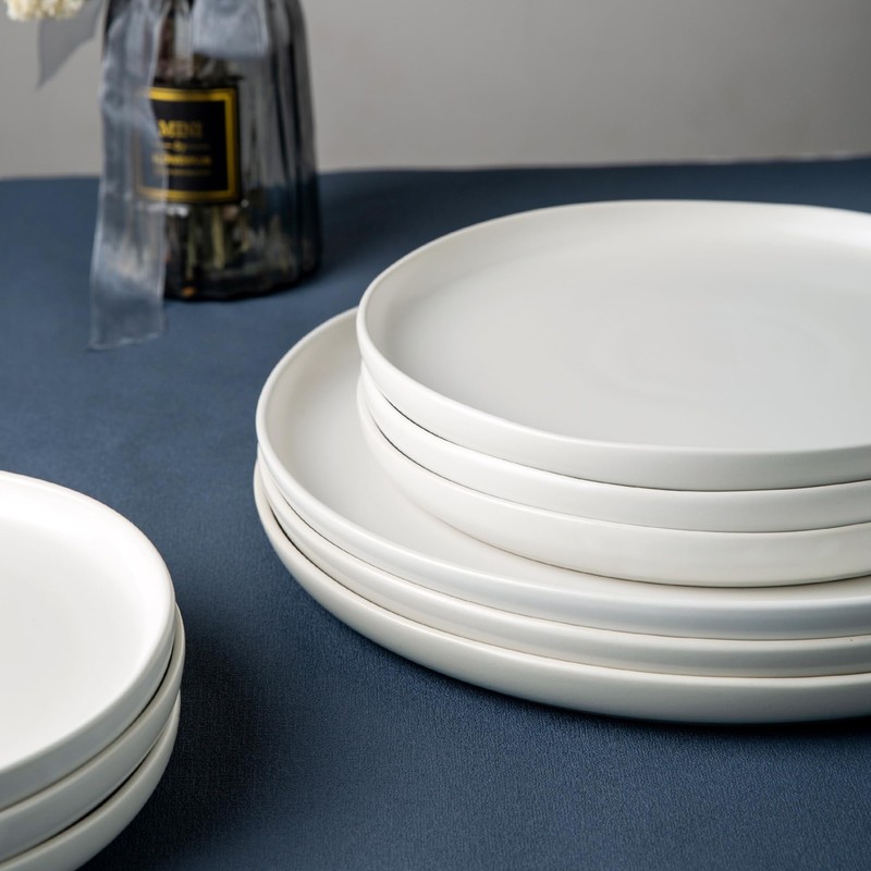 AmorArc Ceramic Dinnerware Sets, Wavy Rim Stoneware Plates and Bowls