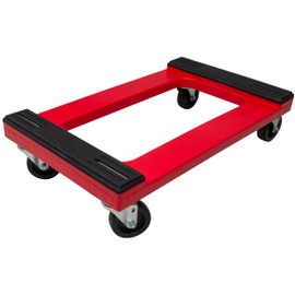 Akro-Mils RMD3018RC4PAR Plastic 4-Wheel Furniture Dolly with Steel-Reinforced Frame and 4-Inch 4-Way Swivel Casters, 1200 Lbs Capacity, 18-Inch x 30-Inch, Red