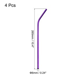 QUARKZMAN 4 Stück Wiederverwendbare Metall Strohhalme Gebeugt Trinkhalm aus Edelstahl 10.4" Lang für Milchshake Getränkesaft Lila