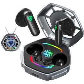 ANCwear TWS Wireless Earbuds, Bluetooth Headphones, Lightweight In-Ear Headphones with Customizable Eagle Emblem Stickers, Type-C Charging, Bold Blue Gold Design for Gamers