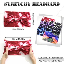 SAWINDA 6 Pack Wide Headbands for Women Knotted Non-Slip Tie Dye Womens Head Bands Boho African Stretchy Thick Head Wraps Bandanas for Women Yoga Workout