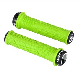 FIFTY-FIFTY MTB Grips, Bicycle Grips Made of Non-Slip Rubber, Single Lock-on Bicycle Grips / Handlebar Grips MTB for Mountain Bike, Enduro, Downhill, Trail, E-Bike (Green)