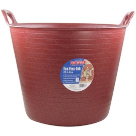 Faithfull Eco Flex Tub, Multi-Purpose, Durable & Sustainable Flexible Bucket with Reinforced Handles – 25 Litre (5.5gl), Red