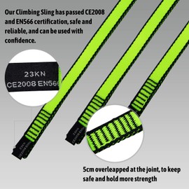 KIKIGOAL 18MM Nylon Climbing Sling Runner 23KN CE2008/EN566 Rock Climbing Webbing Straps for Outdoor Climbing, Rappelling, Swing, Yoga Hammock etc (60 CM/24 Inch, 2PCS Grey)