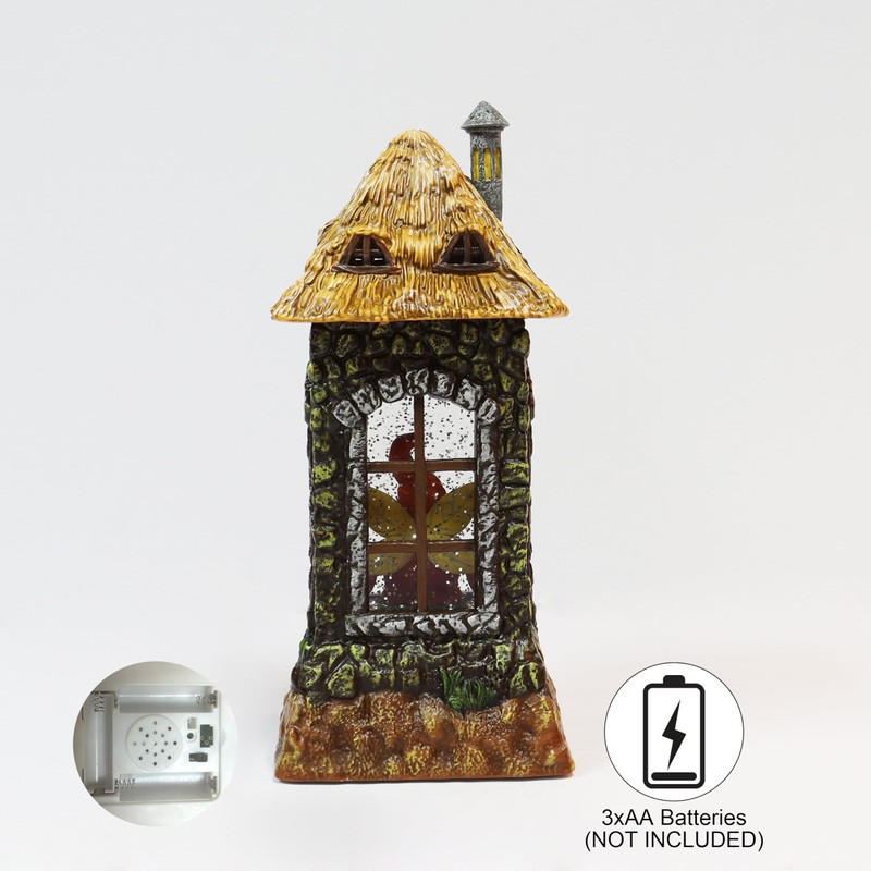 Acrylic Gnome House Lantern LED Light-Up Water Spinning Fall Decoration,
