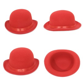 EOZY Men's Women's Melon Bowler Hat Autumn Riding Hat Felt Hat Adult Hat Fedora Party Hat Carnival, red