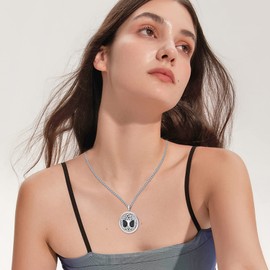 Collar con colgante de árbol de la vida para mujeres y hombres, de plata de ley celta, collar con colgante giratorio para fotos que sostiene fotos, joyería de árbol, regalos de cumpleaños, aniversario para madre, abuela, novio, Plata esterlina, N A