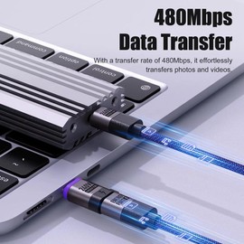 Daiilg PD 3.0 Fast Charging Cable Cord 240W Magnetic Type C Adapter 480 Mbps Data Transfer for Phone Laptop
