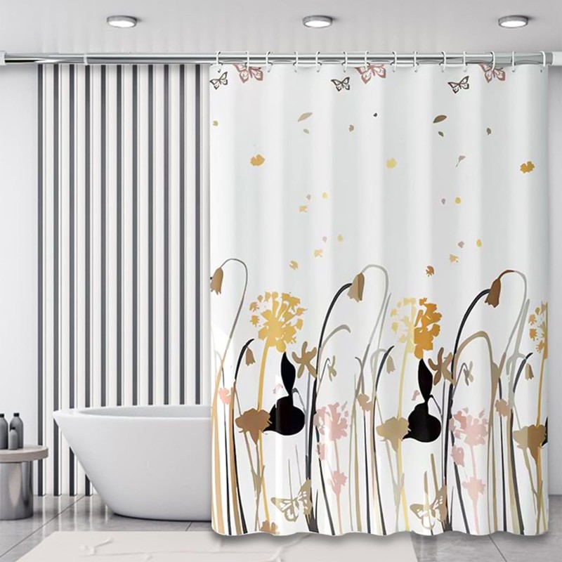 Cawtiuly Shower Curtains Waterproof Washable Fabric Bath Curtain with Hooks